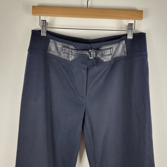 MAG Magaschoni Faux Belted Mid Rise Flare Trouser Pants - Picture 2 of 10